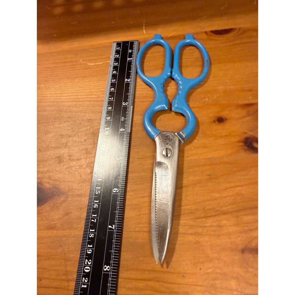 Vintage Henckels Blue Handle Kitchen Shears 7.5" Germany Stainless Steel - Picture 6 of 6